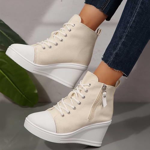 Chaussures décontractées pour femmes blanches plateforme taille 40 avec zip confort