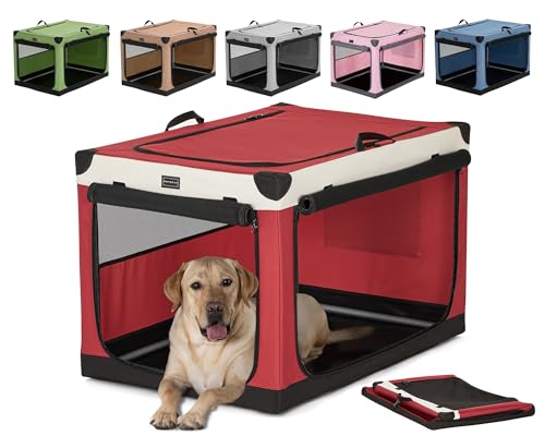 Petsfit Hundebox faltbar, Hundebox für zuhause Verstellbarer Stoffbezug mit Spiraleisenrohr, Hundetransportbox Auto Stoff für große mittlere kleine Hunde,Leicht zu Verstauen