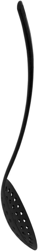 Home Basics Flexible Nylon Non-Stick Curved Handle, Heat Resistant, Non-Stick Kitchen Cooking Utensil for Baking, Frying, Grilling, Cooking, Black (SKIMMER)