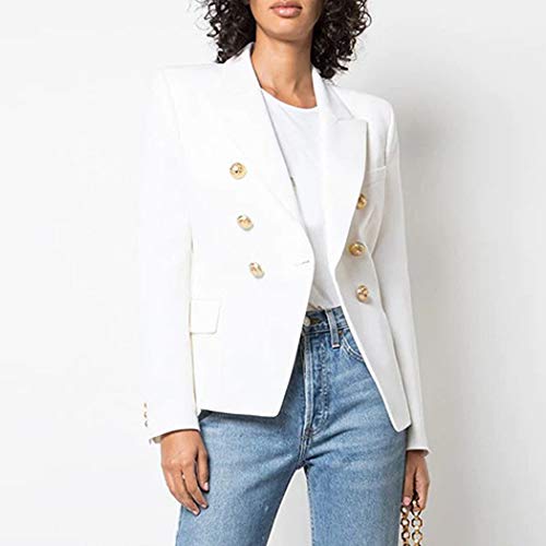 Womens Double Breasted Military Style Blazer Ladies Coat Jacket Work Office2