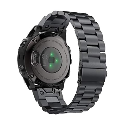 Abanen Stainless Steel Watch Bands for Fenix 5S / Fenix 6S / Fenix 7S / Descent MK2S, 20mm Quick Fit Metal Adjustable Replacement Wristband Strap for Garmin Fenix 5S Plus, Fenix 6S Pro (Black) Cover