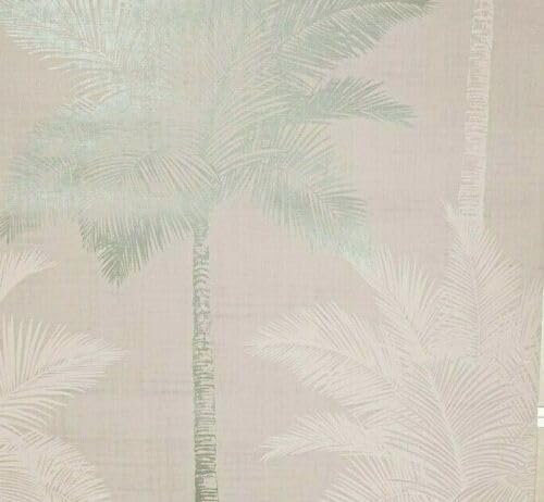 SOPHIE LAURENCE Tropical Palm Trees Luxe Grey Duck Egg White Metallic Wallpaper - Paste The Wall Wallpaper for Bedroom