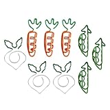 PLAFOPE 9 Stück Cartoon Büroklammern aus Metall Kleine Bunte Karotten und Erbsen Form Stabile Dokumentenklammern für Schule Büro und Zuhause