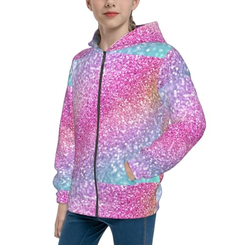 Fun Rainbow Pink Kid Hoodies Boys Zip Up Sweatshirts Girls Pullover with Pocket
