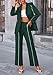 PRETTYGARDEN Women's Fall Spring 2 Piece Blazer Outfits Business Casual Oversized Jacket Wide Leg Work Pants Dressy Suit Set (Dark Green,Large)