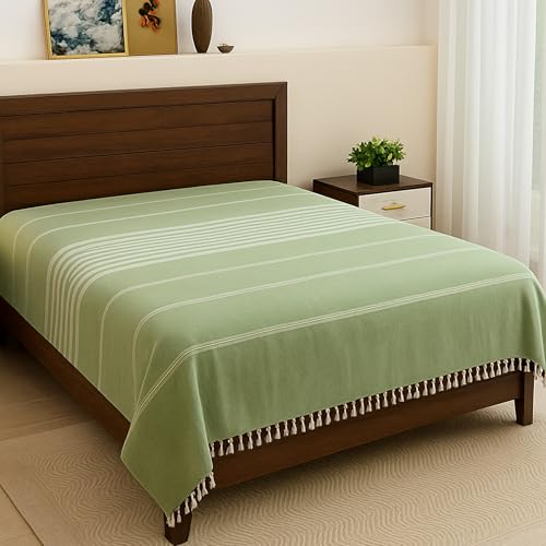Image of 210 TC Handmade Double Bedsheet | Without Pillow Cover | Handloom Cotton Bedsheets for Double Bed | Double Bedsheet for Summer | Bed Sheet Size (90X100 Inches, 7.5 x 8.3 Feet | Oxley)