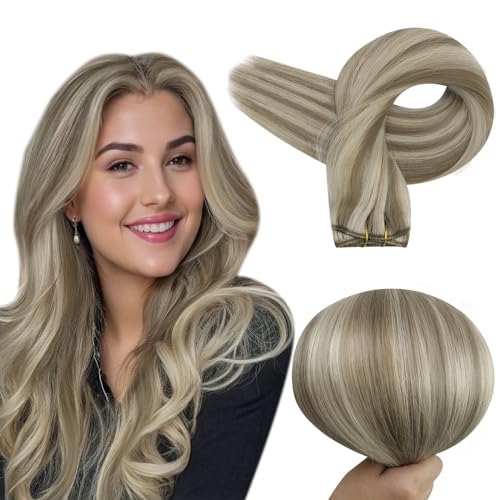 Image of Full Shine Sew In Hair Extensions Real Human Hair, 20 Inch 105G