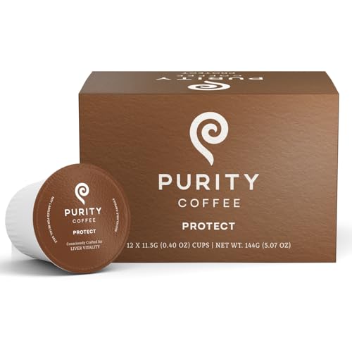 Purity Coffee PROTECT Highest Antioxidant Light-Medium Roast - USDA Certified Organic Specialty Grade Arabica Single-Serve Coffee Pods - Third Party Tested for Mold, Mycotoxins, Pesticides - 12 ct Box