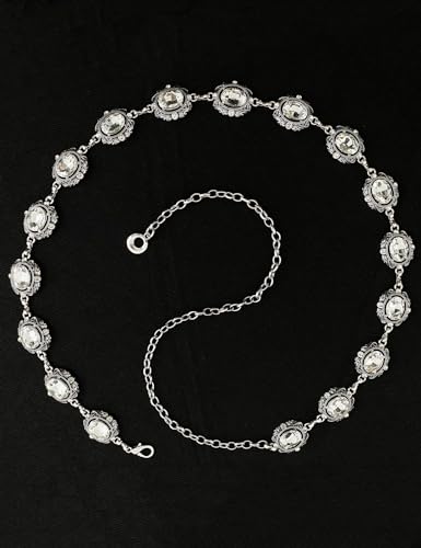 Image of TOPACC Bling Silver Western Chain Belts for Women Evening Fashion Rhinestone Belt Wedding Bridal Belt for Formal Dresses Jeans