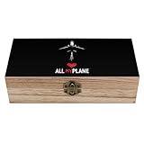 ALL MY AIRPLANE Wooden Storage Boxes Vintage Jewelry Organizer Locked Keepsake Box with Lid