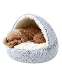 Olvys Dog Bed, Dog Bed with Cover Cave, Dual Comfort Design, Pet Bed for Small/Medium/Large Cats and Dogs, Anxiety Relief, Durable & Chew-Proof, Improves Sleep & Behaviour (Gray, 32in)