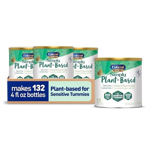 Enfamil ProSobee Soy-Based Infant Formula for Sensitive Tummies, Lactose-Free, Milk-Free, and DHA for Brain Support, Plant-Sourced Protein Powder Can, 20.9 Oz (Pack of 4)