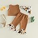 Rourufy Toddler Baby Girl Western Outfit Cowgirl Tassel Sleeveless Top Vest Jacket Bell Bottoms Bandana Set Spring Clothes (C Brown, 6-12 Months)