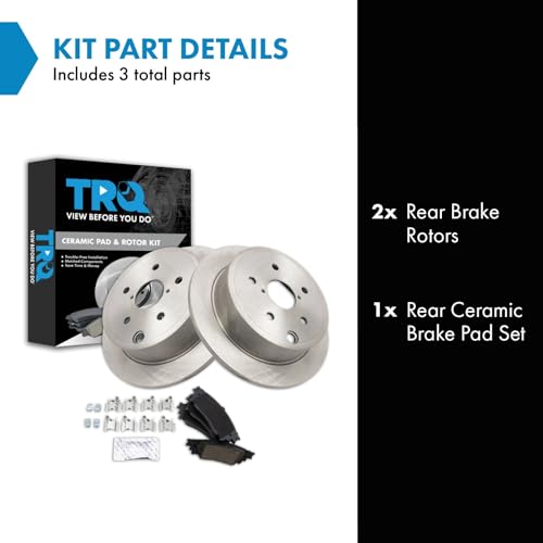 Image of TRQ Rear Brake Pad and Rotor Set Ceramic Compatible with 2019-2020 Toyota C-HR