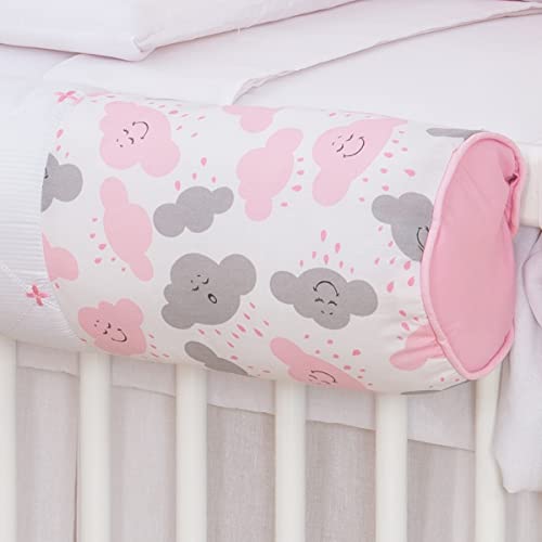 Kit Mini Berço Menina Nuvem Rosa 9 Peças