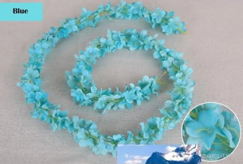 Image of VRB Dec 2 Pcs Artificial Flowers Vine Silk Wisteria Garland Fake Ivy,(6 ft Long) Wedding Decoration Diwali /Ganpati /Christmas Decorations Fake Daisy Floral Vine Silk Hanging Flower for Home (Sky Blue)