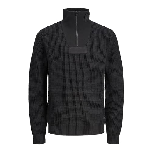 Pull en tricot gaufré homme Jack & Jones col haut coton mélangé chaud