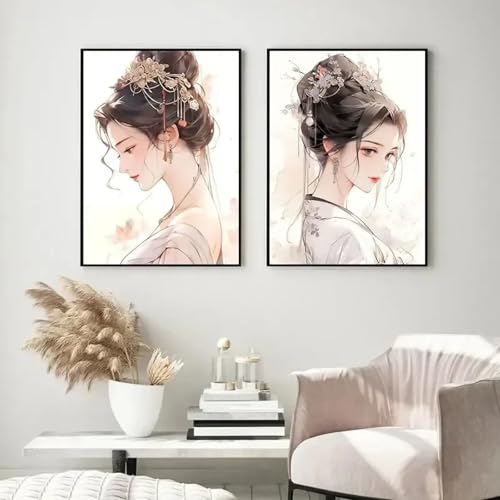Toile peinture murale de style chinois de haute précision pour salon chic