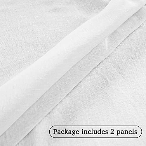 Turquoize Sheer Linen Curtains 84 Ines White Linen Curtain Panels Natural Linen Blended Sheer Curtains Rod Pocket Sheer Curtains For Livingroom, Light Filtering Linen Sheer Curtains (2 Panels, White) #TOP2