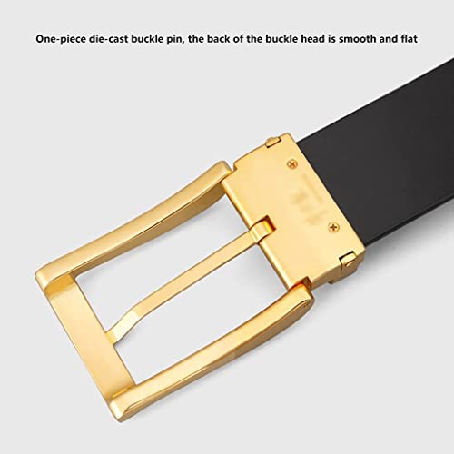 OLOTU Men's Leather Belt 1.3 Inch Solid Copper Pin Buckle Double Sided Adjustable Length Belt Men's Dress Jeans Belt2