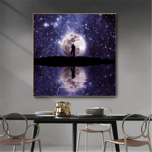 Tableau d'art Love Under The Moon pour célébrer l'amour sous les étoiles