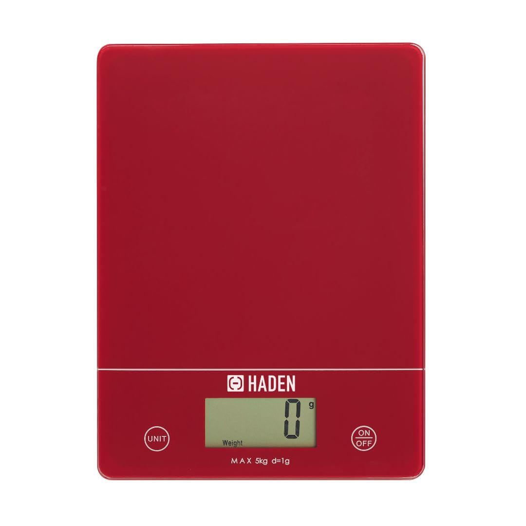 Sabichi Red Digital Kitchen Scales - Accurate Food Scale,Tempered Glass Platform - Electronic Scales Kitchen With LCD Display - Multifunctional Digital Scales for Home and Kitchen