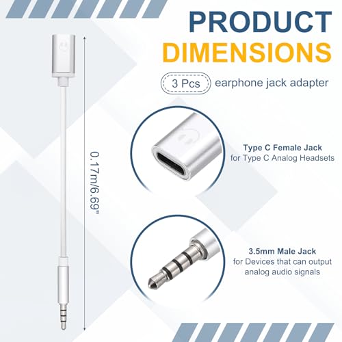 Cable de audio TRS de 3,5 mm macho a tipo C hembra para portátil y MP3 2