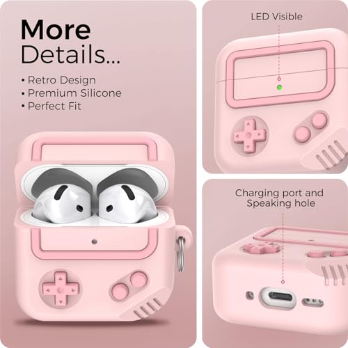 Image of TRONWIN AirPods 4 Case, Silicone Game Design 2024 Case for Apple AirPods 4 Generation with Active Noise Cancellation, Cute Case Cover for AirPod 4 Gen for Women /Men (Pink)