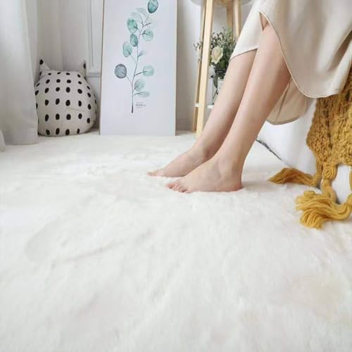 mongdodo ラグ 低反発 低反発ラグマット ラビットファー 180×200cm ラグ カーペット フェイクファー ふわふわ ふわふわ 極厚 厚手 防音 抗菌 防臭 クリーム色 滑り止め付き 長方形 無地 おしゃれ 北欧 こたつ 秋冬用 140*160