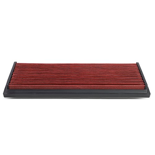 DNA Motoring AFPN-047-RD Clean Air Washable Drop In Panel Air Filter Enhance Engine Performance Power & Acceleration Improve [Compatible with 87-97 Jeep Wrangler 2.5L 4.0L]