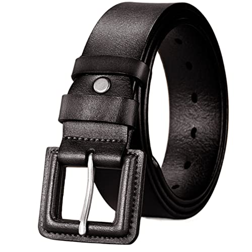 Metal Free Leather Hypoallergenic Belt,Men's Leather Movers & Mechanics No Scratch Work Belt,Black,115CM/45.3''