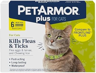 PetArmor Plus Flea and Tick Prevention for Cats over 1.5 lbs, Cat Flea and Tick Treatment, 6 Doses, Waterproof Topical, Fast Acting
