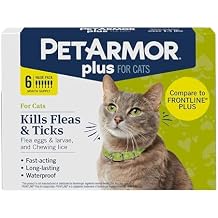 PetArmor Plus Flea and Tick Prevention for Cats over 1.5 lbs, Cat Flea and Tick Treatment, 6 Doses, Waterproof Topical, Fas