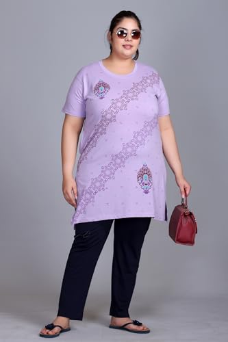 Image of In Love Women's Plus Size Printed Cotton Night Suit Set Short Sleeve | Cotton fabric - soft night suit set for sleepwear and home comfort