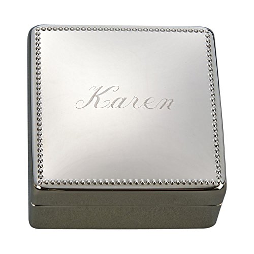 Personalized Square Jewelry Box with Nickel Plated Finish