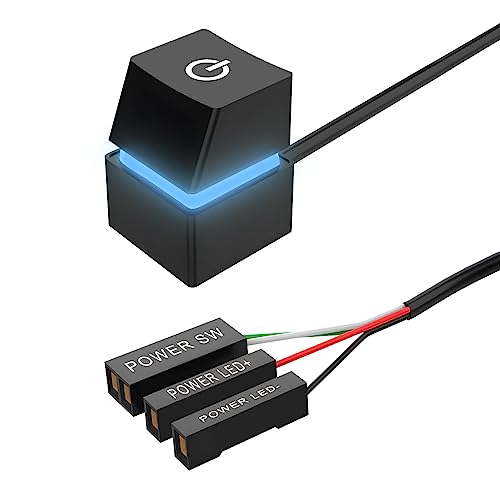 Netzschalter für Desktop-Computers, Power On Off Switch, PC-Netzschalter-Taste mit Bunte LED Lichter, External Remote PC Motherboard Schalter, PC-Kastenschalter, PC Starttaste (2M Verlängerungskabel)