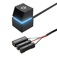 PC-aan/uit-knop, lichtblauwe schakelaar, 7 kleuren, 2 m lang, externe stroomschakelaar voor desktopcomputer met mechanische toetsen voor een