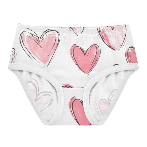 Cotton Toddler Underwear Custom Cute Pink Hearts White Little Girl Panties Pattern Briefs Undies Kids 2t - Main Image