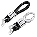 VILLSION 2Pack Genuine Leather Car Logo Keychain Key Chain with Zinc Ally Buckle Keyring