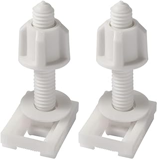 2 Pcs White Toilet Seat Screws and Nuts Set, Universal Plastic Toilet Seat and Nuts with Rubber Washers, Hinge Bolts Screws Hinges Replacement Parts Bathroom Fixtures