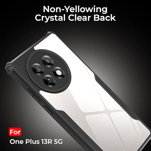 Image of A rtistque Clear Hard Transparent Acrylic Armor Anti-Drop Shockproof TPU Edge Back Cover Case for OnePlus 13R 5G - Black
