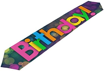 MaMacool Double-Sided Happy Birthday Polyester Table Runner Placemat 13 x 70 inch, Modern Table Top for Office Kitchen Dining Wedding Party Home Decor
