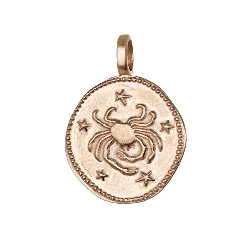 Cancer Pendentif Horoscope Zodiaque en Or 18k Doré de 16mm pour Collier Délicat