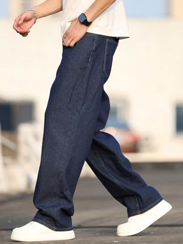 Image of KOTTY Men's Loose Fit Baggy Jeans - Relaxed Wide Leg Denim with Fashionable Urban Streetwear Look