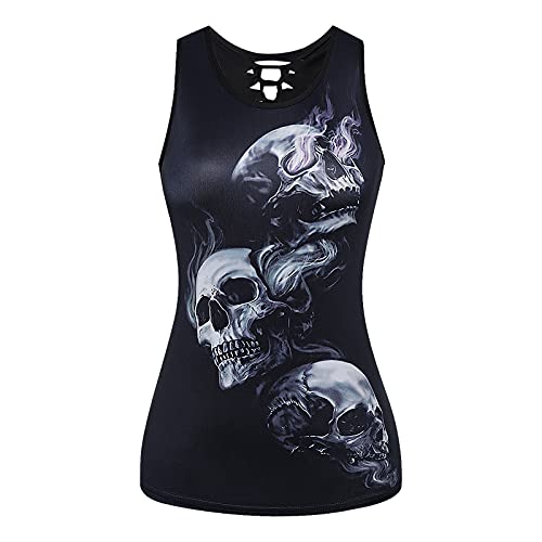 Grosse GröSsen Racerback Summer Blusentop Women Sanft Totenkopf Leger...