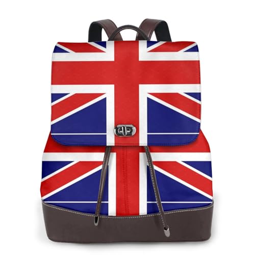 Sac à dos ordinateur portable cuir noir motif drapeau anglais campus voyage