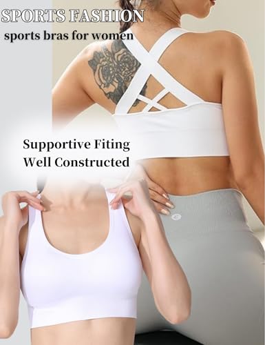 Sports Bra for Women, High Support Criss-Cross Back Padded Strappy Push up Sports Bras with Removable Cups Workout Yoga Top4