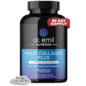 DR. EMIL NUTRITION Multi Collagen Pills – 180 Capsules – Collagen Supplements to Support Hair, Skin, Nails, & Joints – Hydrolyzed Collagen Supplements for Women with Types I, II, III, V & X
