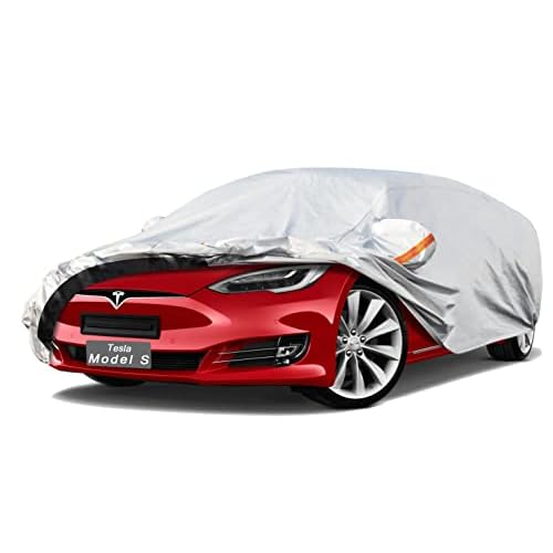 6 Layer Car Cover Custom Fit Tesla Model S (2012-2025) Waterproof All Weather, Heavy Duty Outdoor Snow Sun Rain Uv Protection (Ships from US Warehouse, Delivery 3-8 Days) 6 Layer-Silver-inne