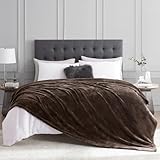 Hansleep 毛布 もうふ 冬用 ダブル ブランケット 大きめ 200x220cm 大判 ブラウン マイクロファイバー 柔らかく 肌触り フランネル 洗える 軽量 静電防止 四季適用 (200x220,ブラウン)